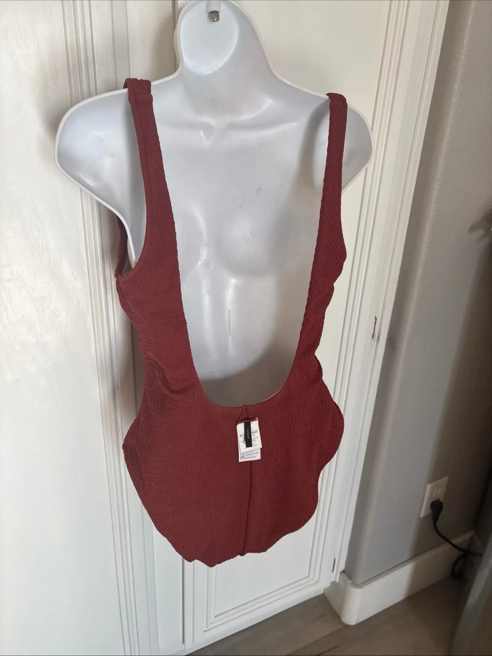 EUC J. Crew Textured Square Neck Scoop Back One Piece Swimsuit Sz 6 Brown